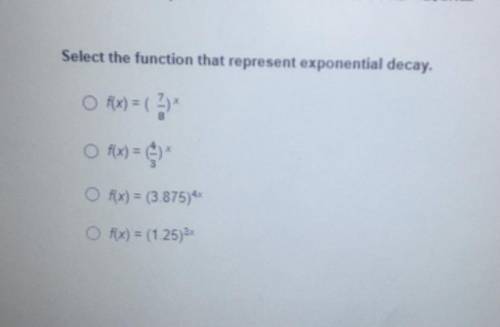 Select the function that represents exponential decay.