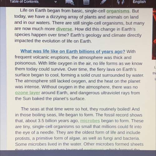 Read Changes on Earth and Changes in Life. Explain how changes in Earth's systems affect the growth