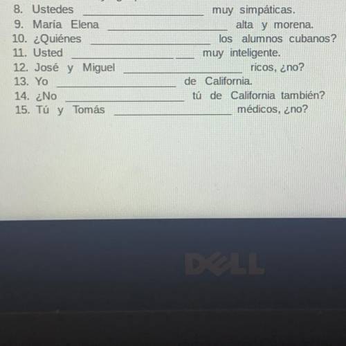 Ser to be : have to use these words Spanish 1

Somos 
Eres 
Soy 
Es 
Son 
PLEASE HELP!!