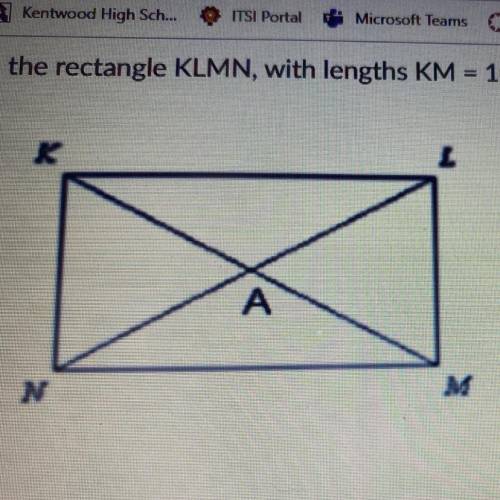In the rectangle KLMn, with lengths KM=10x+24 and LA =32. Find the Value of x