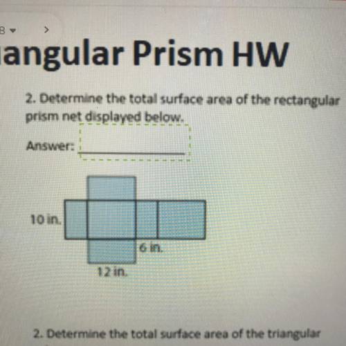 Determine the total surface area of the rectangular prism net displayed below