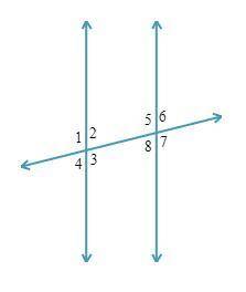 Two parallel lines are cut by a transversal as shown below.

Suppose m∠5 = 104°. Find m∠2 and m∠4.