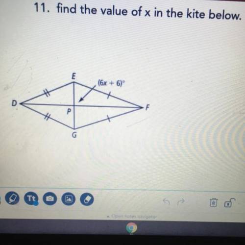 11. find the value of x in the kite below.
E
(6x + 6)
F
Р
G