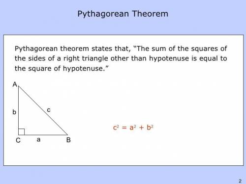 The Pythagorean theorem states ​