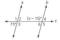 In the figure, lines a and b are parallel lines. Which of the following statements is true? Select