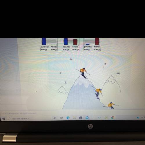 Match the graph of the skier’s potential energy and kinetic energy with the skier’s position on the