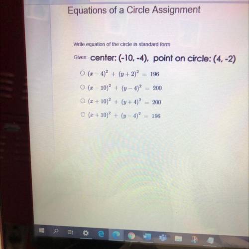 Write equation of the circle write equation of the circle in standard form

Given-
center: (-10,-4