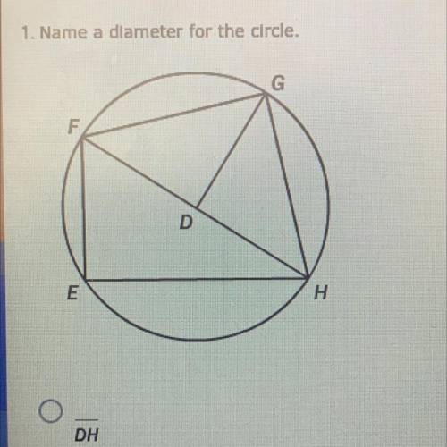 Name the diameter for the circle