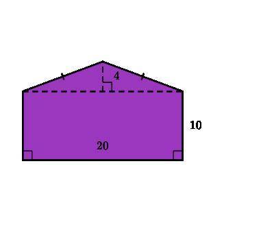 Find the area of the shape below.