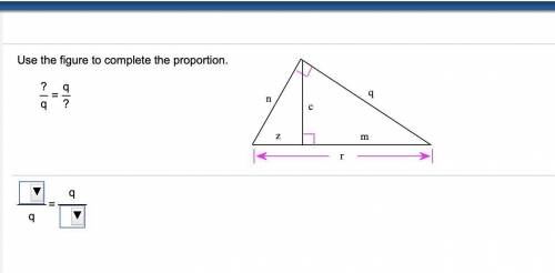 Use the figure to complete the proportion. ?/q=?/q (show work)