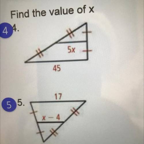 Help me find the value of x in these questions