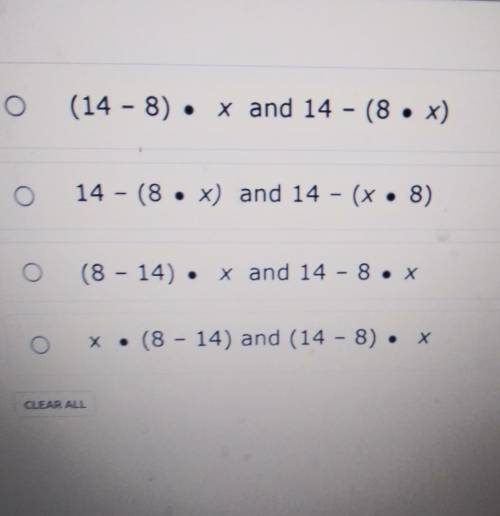 Which two expressions are equivalent

ANSWER CHOICES ARE IN THE PICTURE PLZ HELP I WILL MARK BRAIN