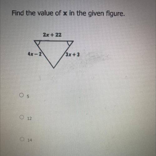 Find the value of x in the given figure.