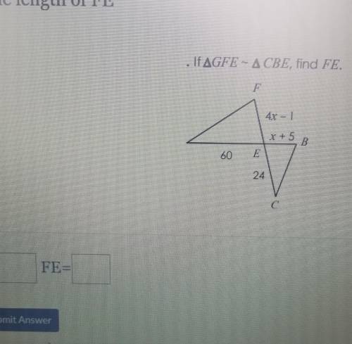 Find the length of FE​. x=??