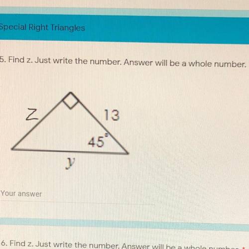 Find z. Just write the number. Answer should be a whole number. PLS HELP DUE IN 10 MINS PLS
