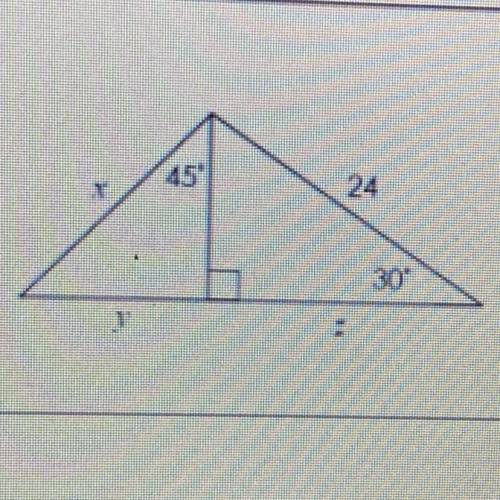 Find z , x , y & put it into simplest radical form 
I need help