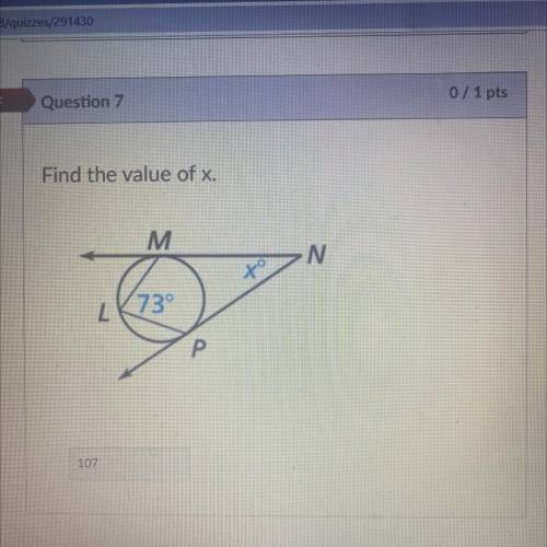 Find the value of x.
Please helppp!! The answer below is wrong and this is due tomorrow!