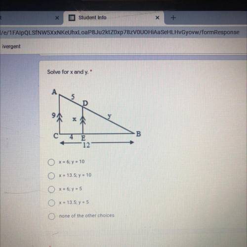Solve for x and y.
Help please