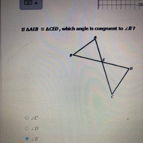 Which angle is congruent to B