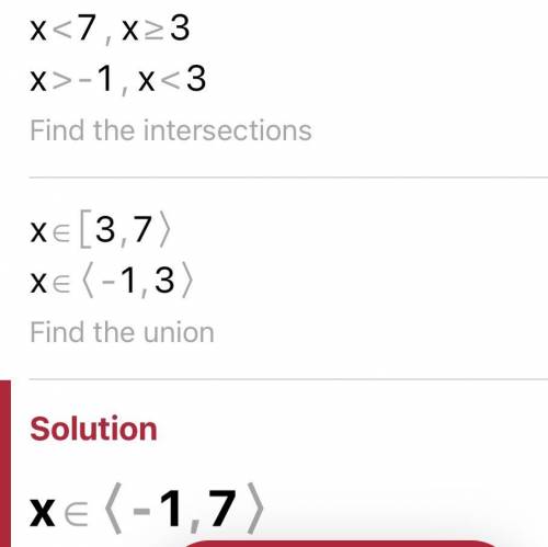 Solve the inequality. |2x-6|+7 less than 15