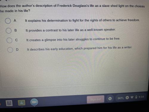 How does the author description of Frederick Douglass’s life as a slave shed light on the choices h