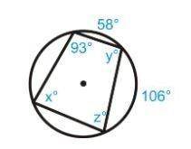 An inscribed quadrilateral in a circle is shown, which statements are correct?

A.) x = 82 degrees