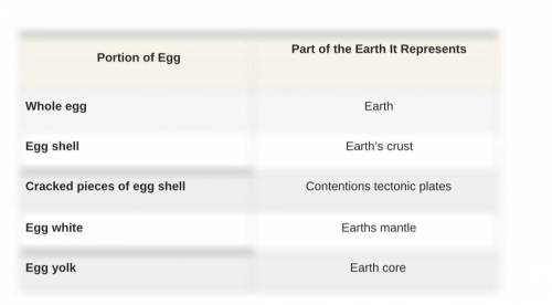 Questions and Conclusion 1. If the egg is a model of Earth, what does each part of the egg represent