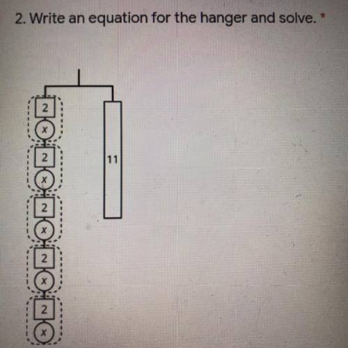 Write an equation for the hanger and solve.