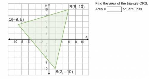 PLEASE HELP!!
Find the area of the triangle QRS.
Area = ______ square units