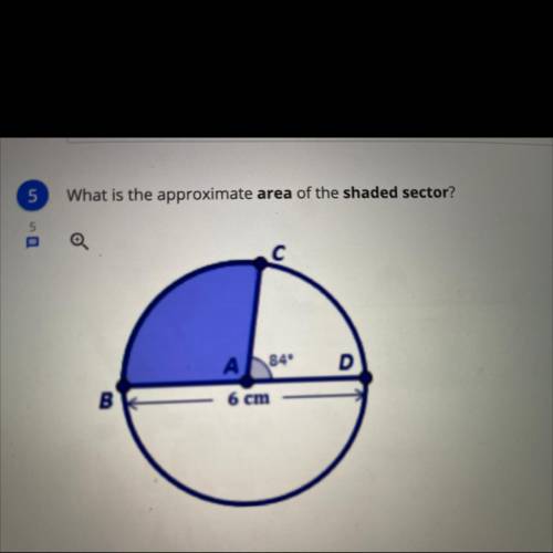 What is the approximate area of the shaded sector ?