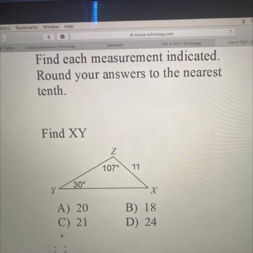 Find each measurement indicated.

Round your answers to the nearest
tenth.
Find XY
Z
107°
11
30°
Y