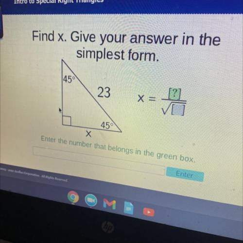 Find x. give your answer in the simplest form