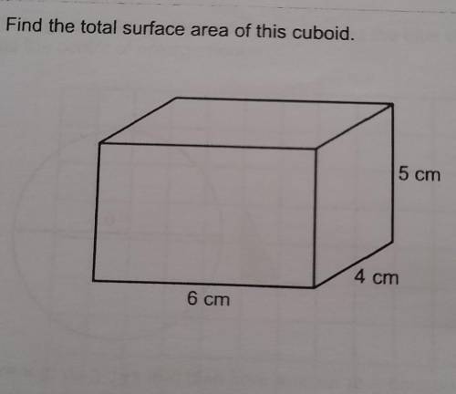 Find the total surface area of this cuboid.​
