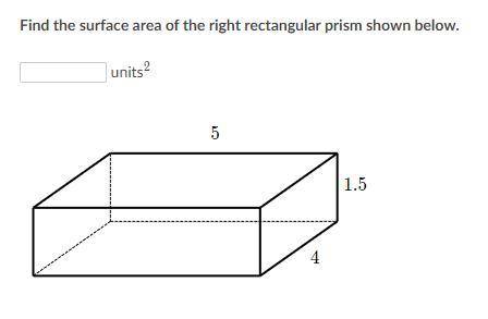 Find the surface area of the right rectangular prism shown below.