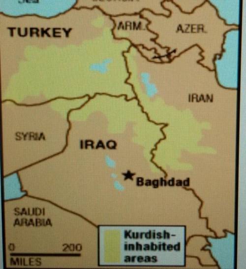What is the problem facing Kurds on this political map​