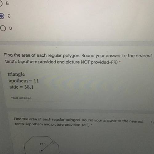 Find the area of each regular polygon. Round your answer to the nearest tenth.