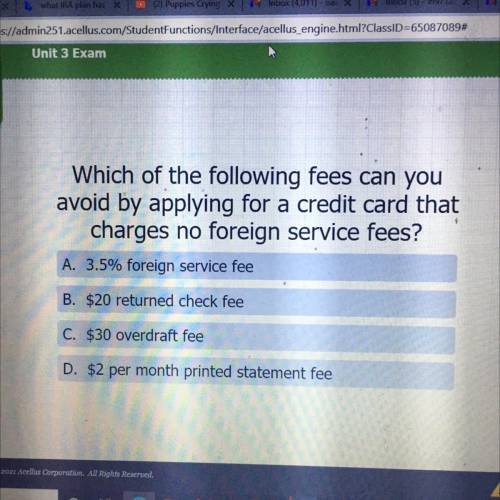 Please help

Which of the following fees can you
avoid by applying for a credit card that
ch