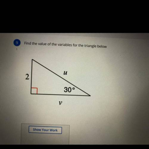 Find the value of the variables for the triangle in the image below