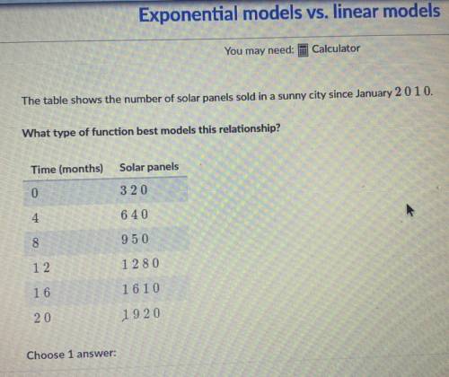 Someone help me what is the  is it linear or exponential please is for now