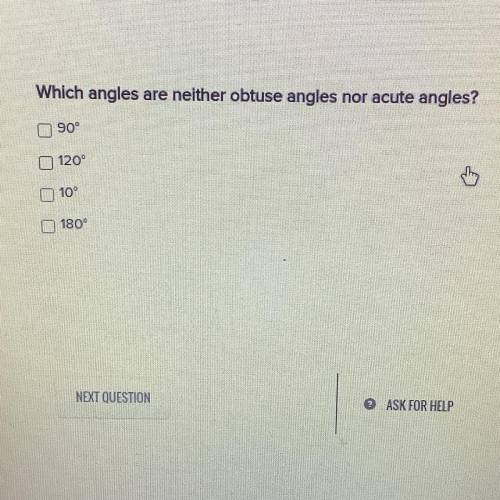 Which angles are neither obtuse angles nor acute angles?