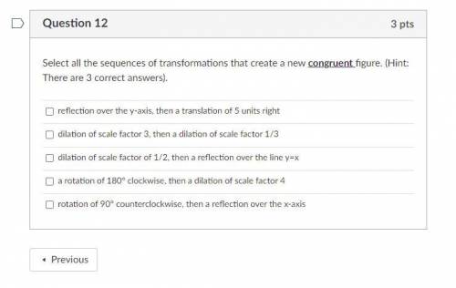 I really need help on this question: Select all the sequences of transformations that create a new