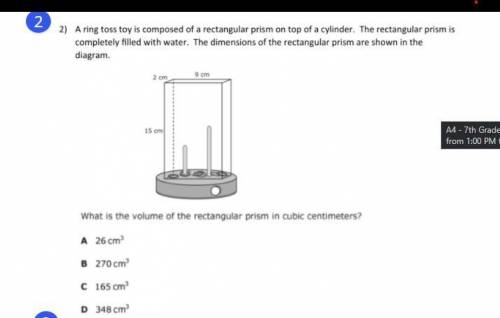 What is the volume of the rectangular prism in cubic centimeters?
