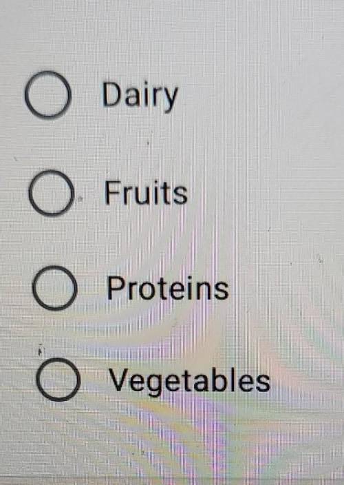 Which of the following Contain calcium, Potassium, Protein, and Vitamin D?

Dairyfruitsproteinsveg