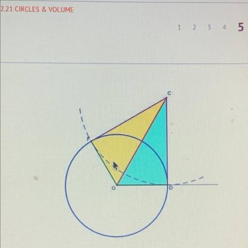 The image shows the construction of a tangent line from a point outside the circle to the circle. W