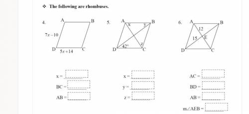 Find the sides of the rhombuses plss help me