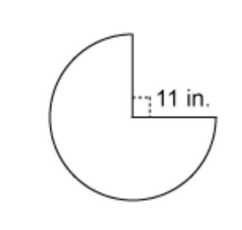 Pls help

This partial circle has a radius of 11 inches.
What is the area of this figure?
Use 3.14