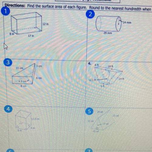 Homework 5 surface area of prism and cylinders
Need help!!!