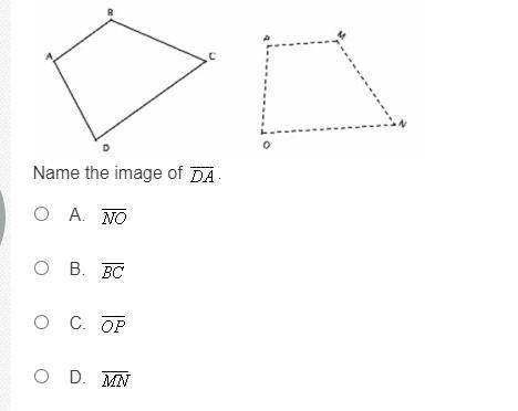 Use the diagram below for questions 1–2.

In the diagram, figure PMNO is the image of figure ABCD.
