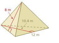Find the surface area of the pyramid. The side lengths of the base are equal. (pic below)
