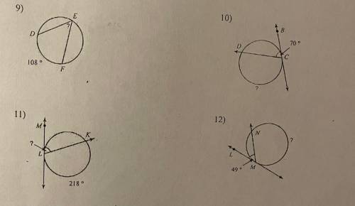 Please help me find the measure of the arc or angle indicated. (Angles on circles)